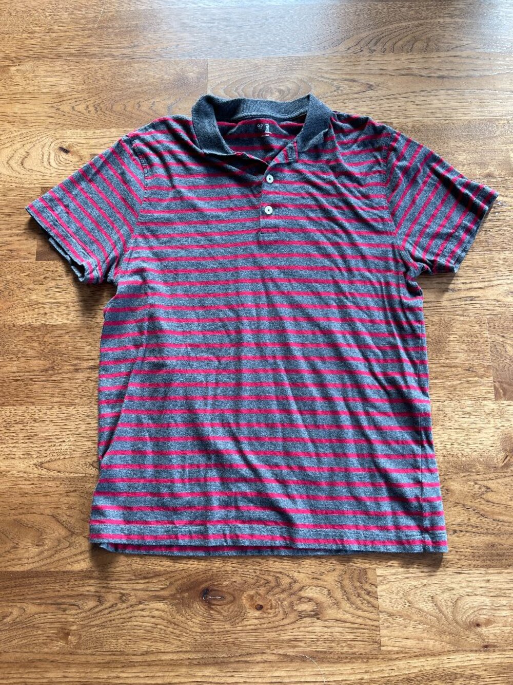 Men's Gap Charcoal & Red Striped Polo - Size X-Large